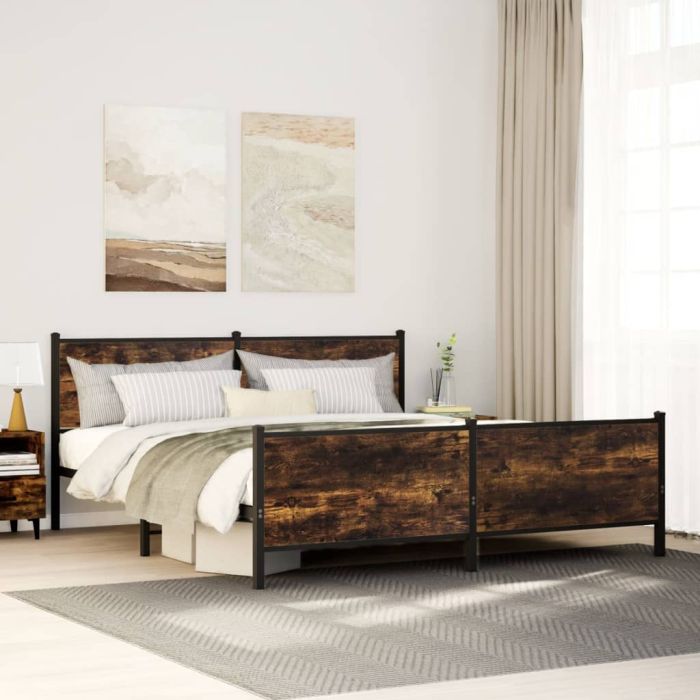 Metal Bedframe Smoked Oak 183x213cm