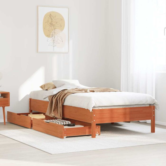 Bedframe Wax Brown 90x200cm Solid Wood Pine