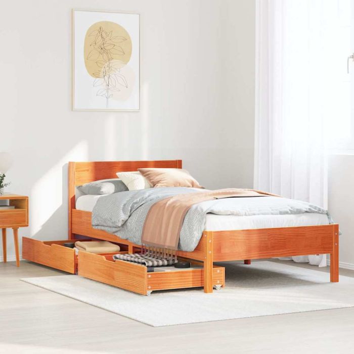 Bedframe Wax Brown 90x200cm Solid Wood Pine