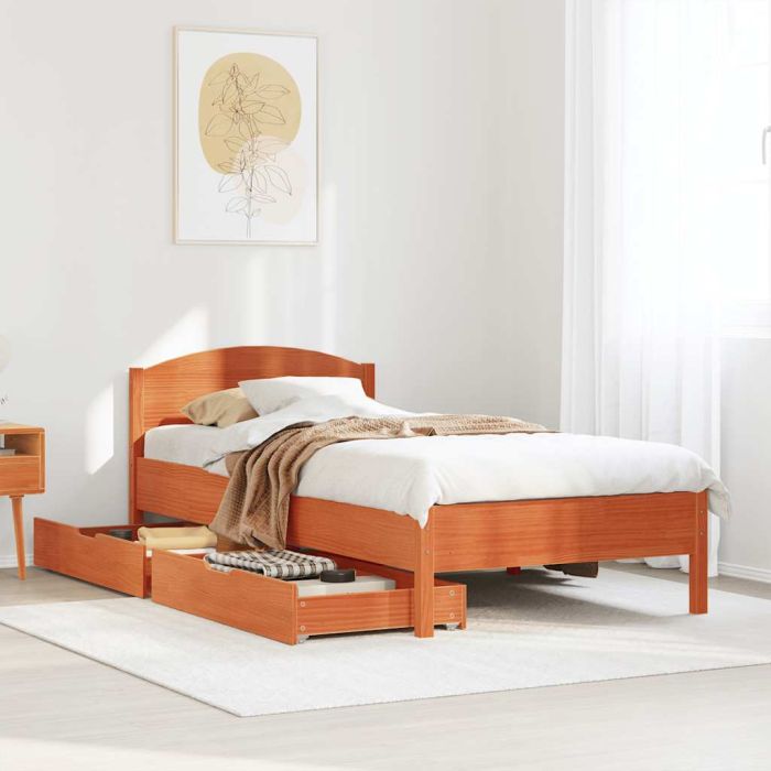Bedframe Wax Brown 90x190cm Single Solid Wood Pine