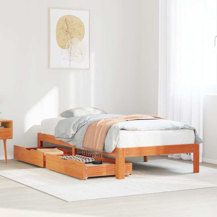 Bedframe with Drawers Wax Brown 90x190cm Single