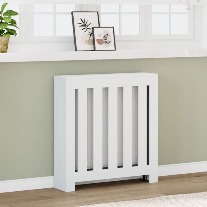 Radiator Cover White 78x20x82 cm Engineered Wood - vid-852726
