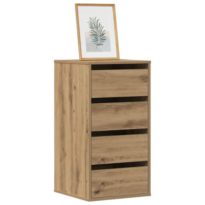 FEWISH Oak Finish Chest of Drawers - Small-sized, 4 Drawers