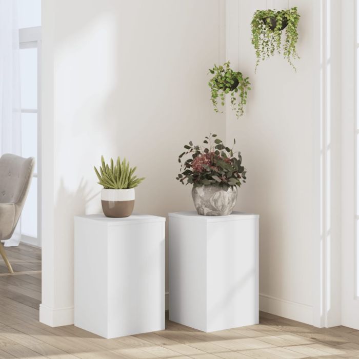 Plant Stands 2 pcs White 30x30x50 cm Engineered wood
