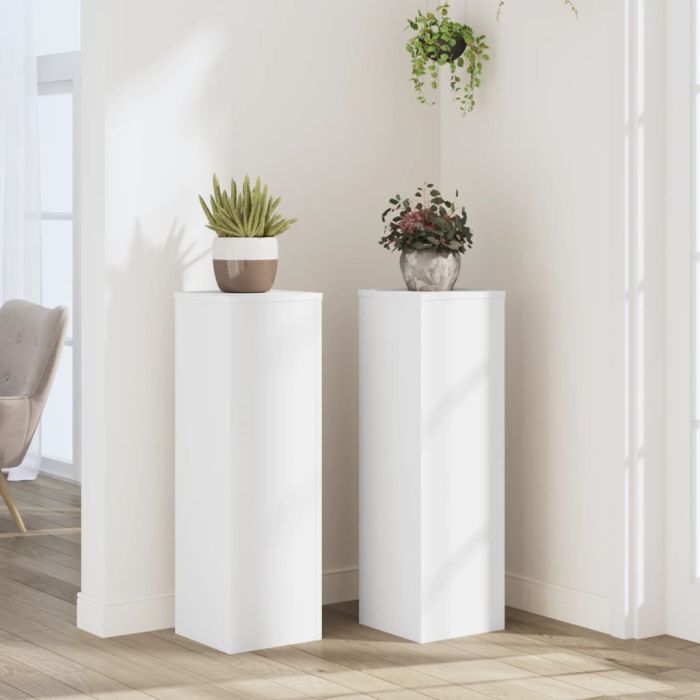 BEOAK Plant Stand 2pcs 25x25x80 cm Wooden - White