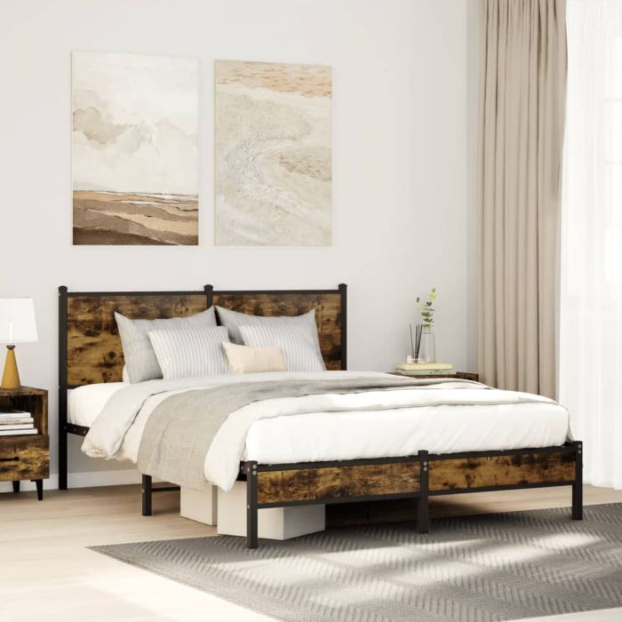 Metal Bedframe Smoked Oak 140x200cm