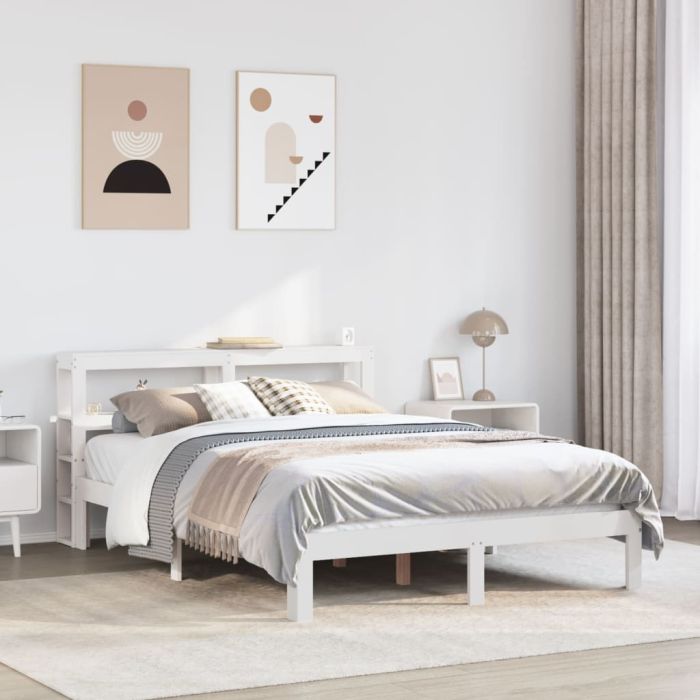 Bedframe with Headboard White 160x200cm