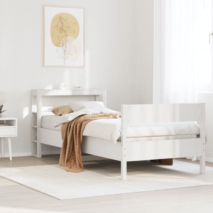 Bedframe White 75x190cm Small Single Solid Wood Pine