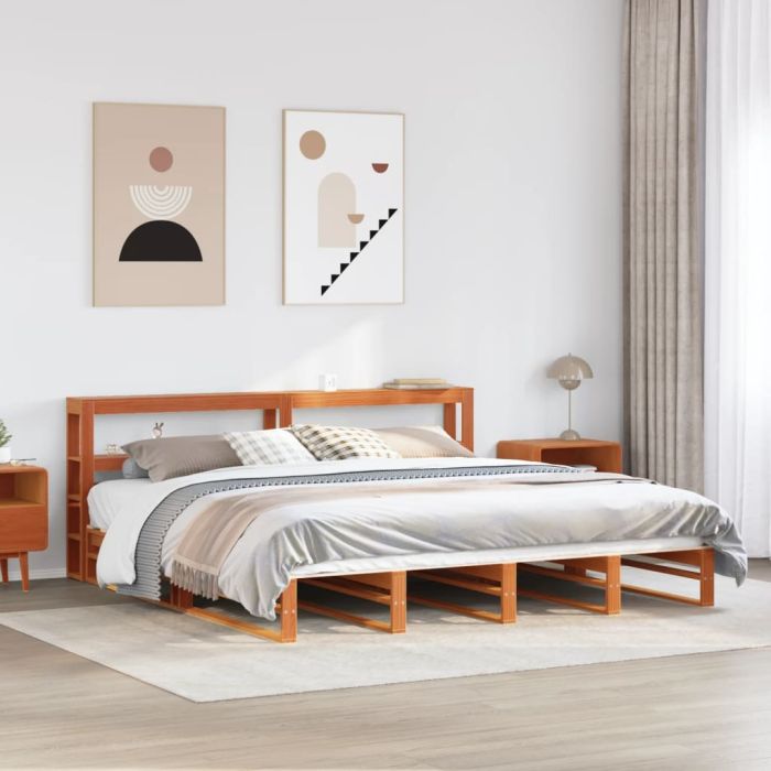 Bedframe Wax Brown 180x200cm Super King Solid Wood Pine