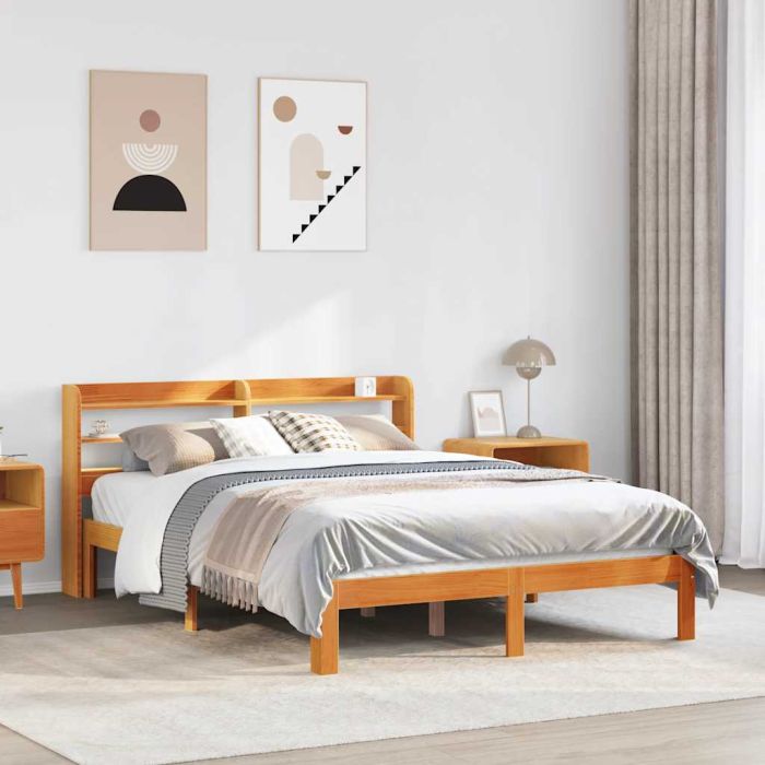 Bedframe Wax Brown 140x200cm Solid Wood Pine