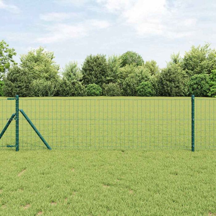 Euro Fence with 13 Posts 0.6x50 m Galvanised Steel Green