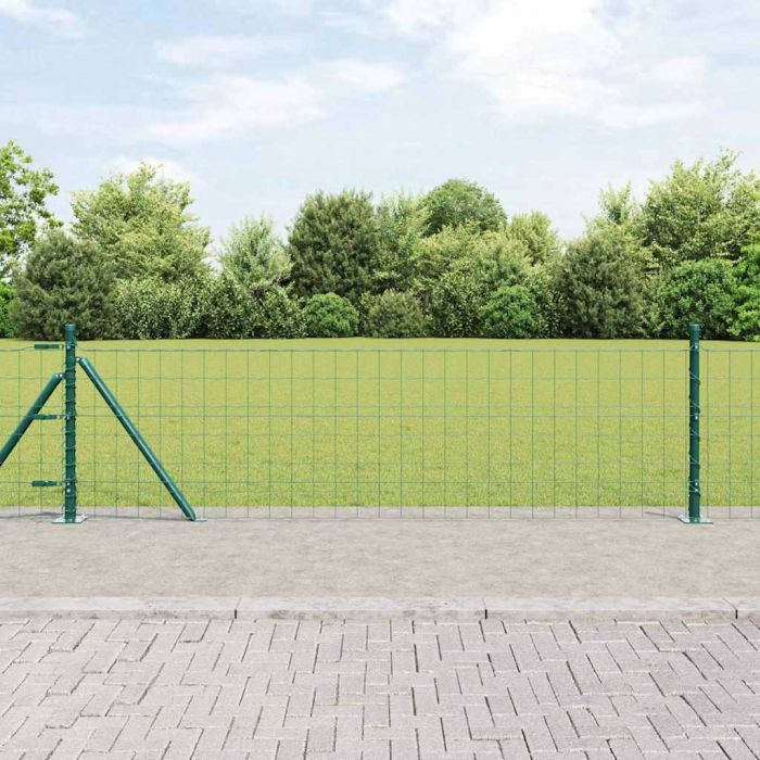 Euro Fence with 13 Flanged Posts 0.4x25 m Galvanised Steel