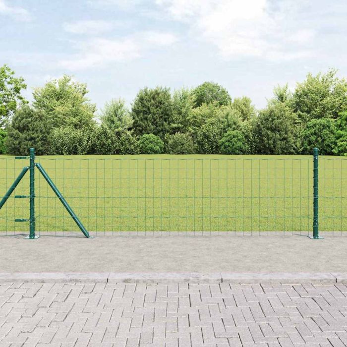 Euro Fence with 7 Flanged Posts 0.4x10 m Galvanised Steel