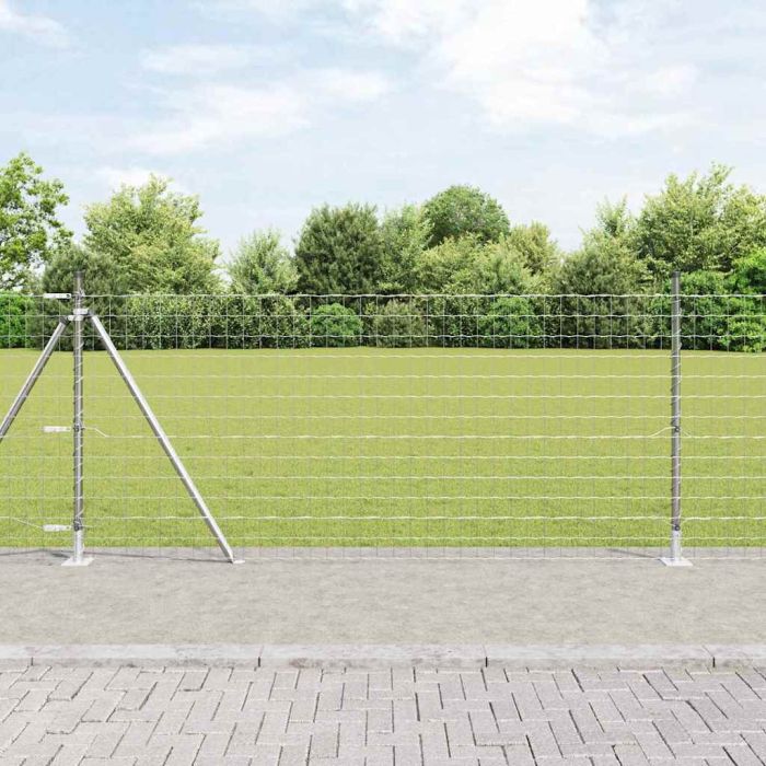 Euro Fence with 7 Flanged Posts 1x10 m Galvanised Steel