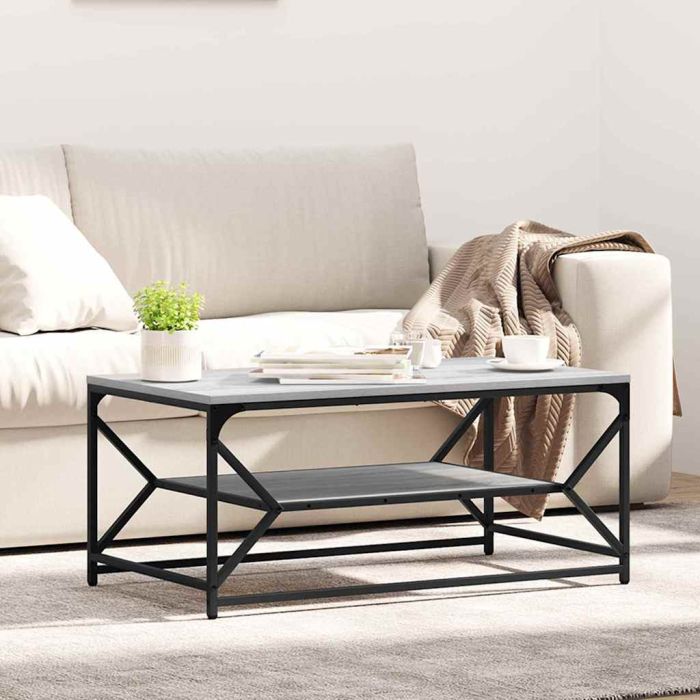 Coffee Table with Shelf Grey Sonoma 90x50x40 cm Engineered Wood
