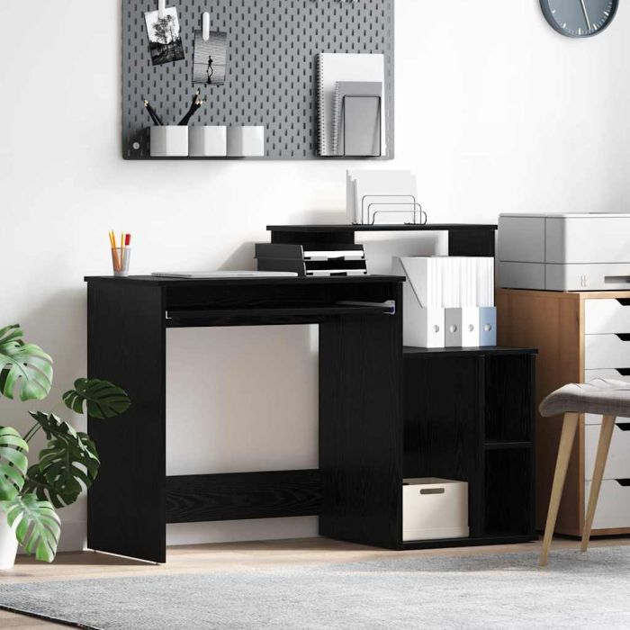 Desk with Storage Black Oak 120.5x44x88.5 cm Engineered Wood
