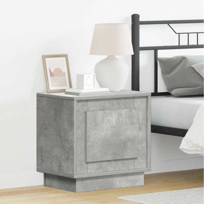 Bedside Cabinet with LED Lights Concrete Grey 44x34,5x45 cm