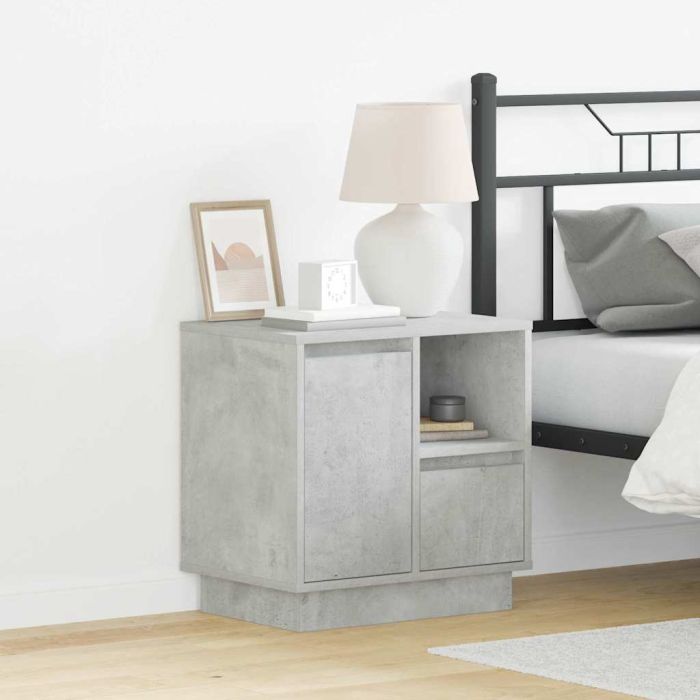 Bedside Cabinets with LED 2 pcs Concrete Grey 50x34.5x50 cm