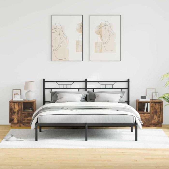 Bedside Cabinets with LED Lights 2 pcs Smoked Oak 50x34,5x50 cm