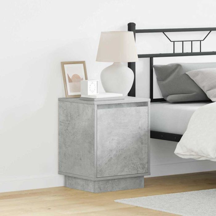 Bedside Cabinet with LED Lights Concrete Grey 39x34.5x50 cm