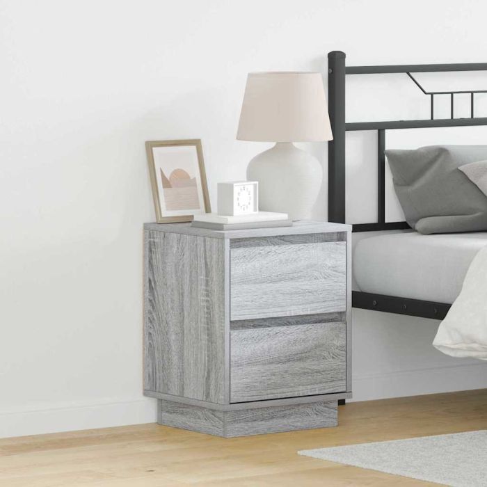 Bedside Cabinet with LED Lights Grey Sonoma 39x34,5x50 cm
