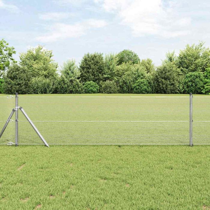 Fence Post Set Set of 2 Galvanised steel 10 x 0.5 m Durable