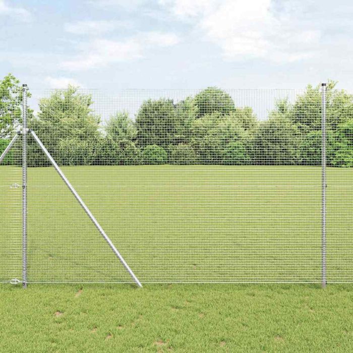 Welded Wire Fence with 13 Posts 1.5x25 m Galvanised Steel