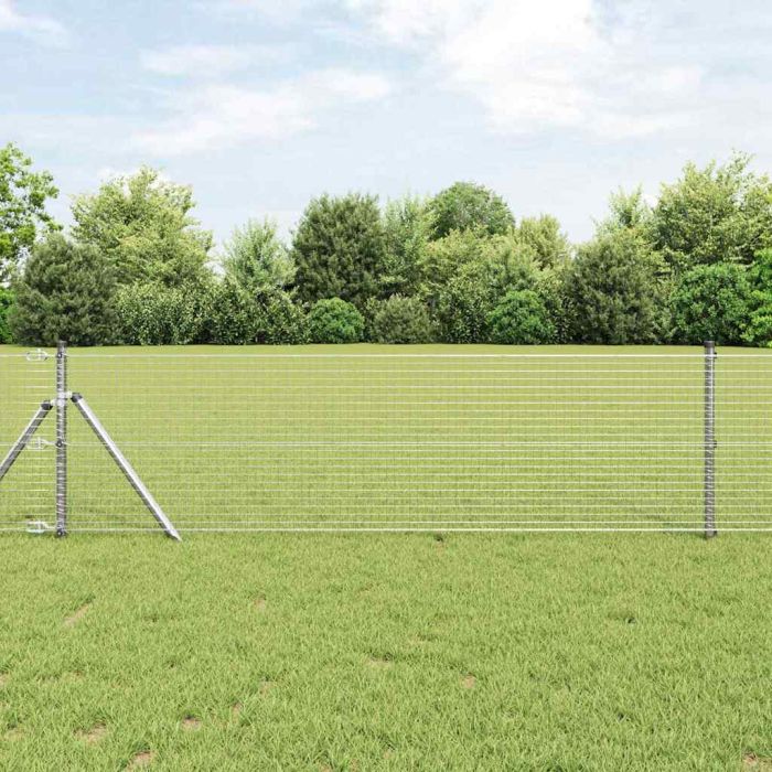 Welded Wire Fence with 13 Posts 0.8x50 m Galvanised Steel