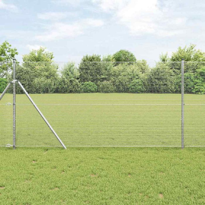 Welded Wire Fence with 13 Posts 1.4x50 m Galvanised Steel