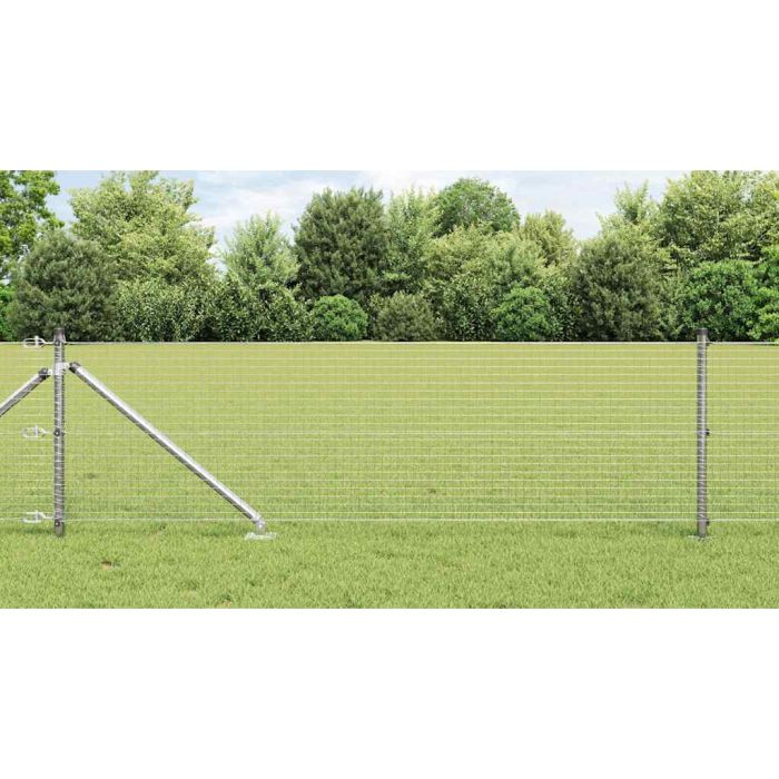 Welded Wire Fence with 7 Spike Posts 0.4x10 m Galvanised Steel