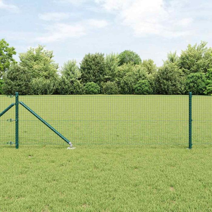 Welded Wire Fence with 13 Spike Posts Green 0.6x100 m Steel