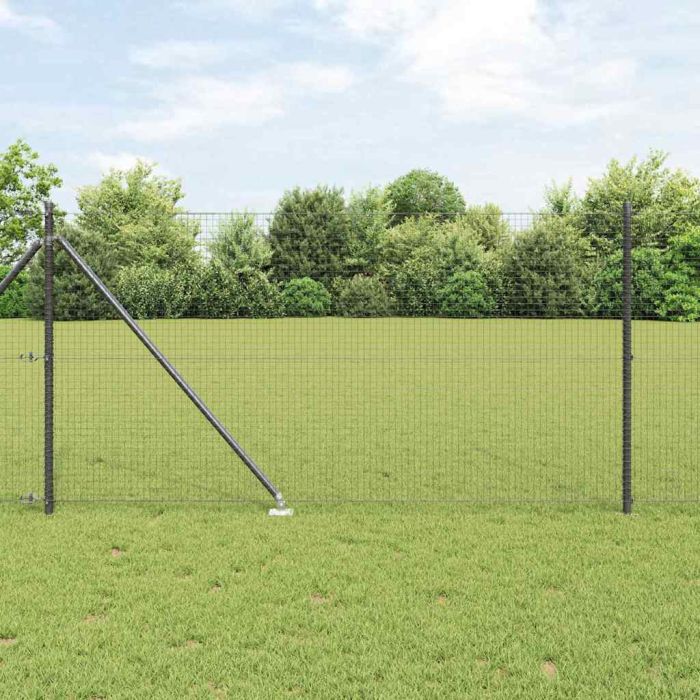 Metal Fence Post Set Set of 2 Grey Metal 10 x 1 m Sturdy