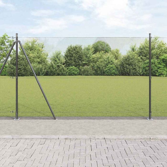 Fence Post Set Set of 2 Grey Metal, PVC 25 x 1.5 m Durable
