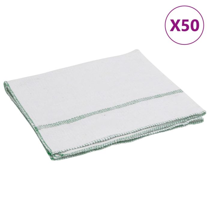 Cleaning Cloths 50 pcs White with Green Stripes 50x60 cm