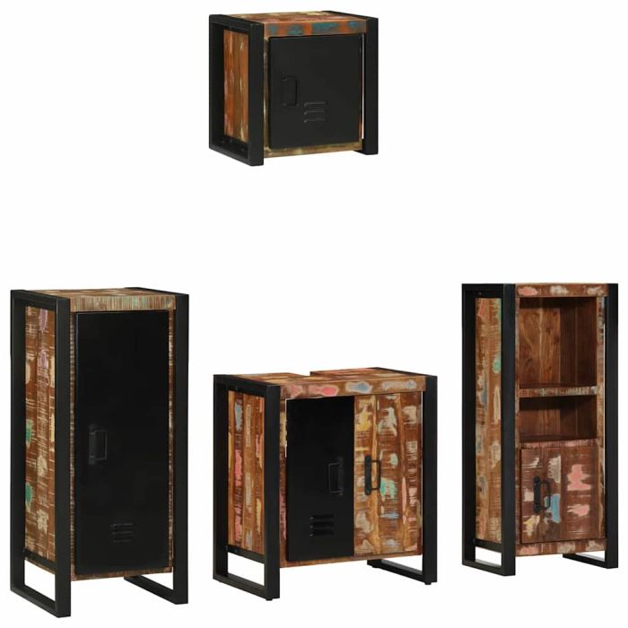 Bathroom Furniture Set 4 Pieces Multicolour Solid Reclaimed Wood