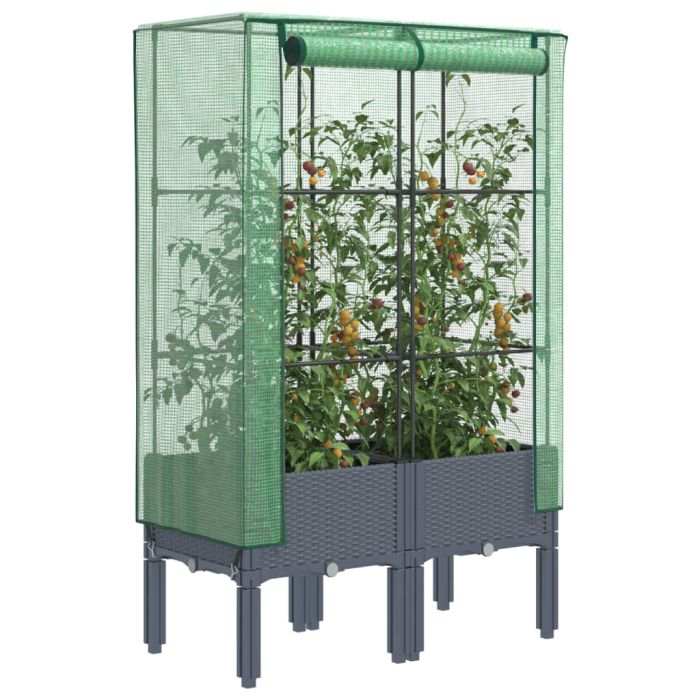 Raised Bed with Greenhouse Cover Rattan Look 80x40x140 cm - vid-4015833