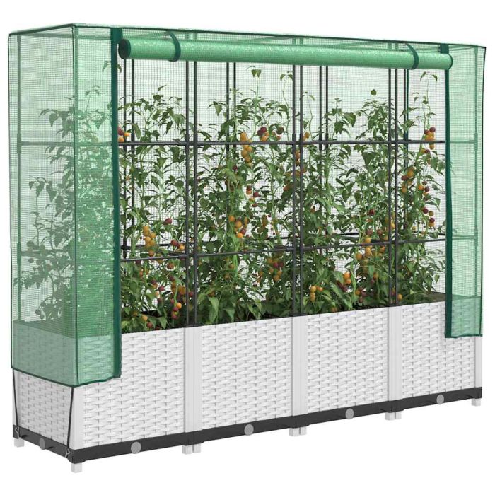 LIPARK Raised Bed with Greenhouse Cover Look 160x40x138 cm Rattan