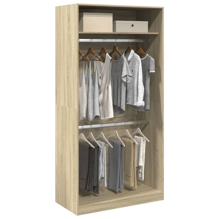 Wardrobe Sonoma Oak 100x50x200 cm Engineered Wood - vid-3307803