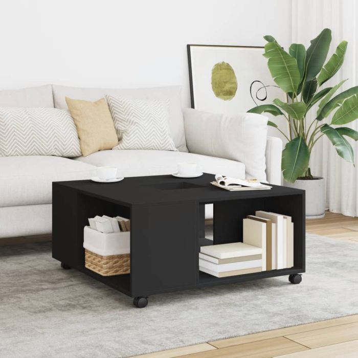 Coffee Table Black 80x80x40 cm Engineered Wood