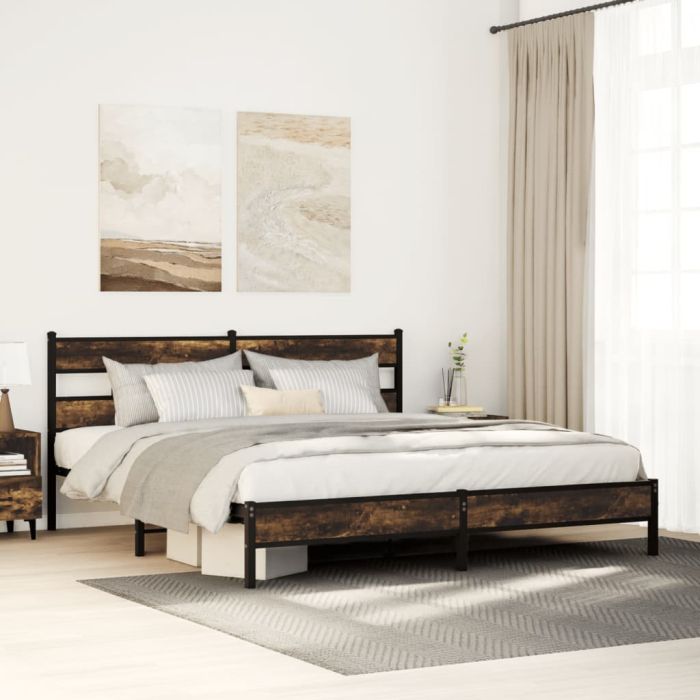 Metal Bedframe Smoked Oak 193x203cm
