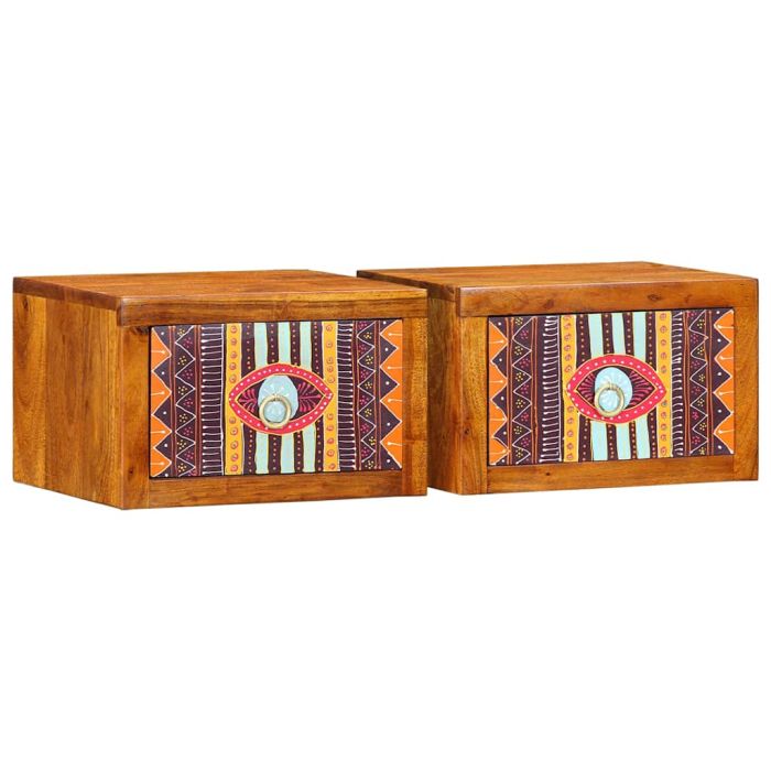 Bedside Cabinets 2 pcs 35x30x22 cm Solid Wood Acacia