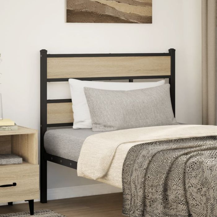 Headboard Sonoma Oak 80 cm Iron and Engineered Wood