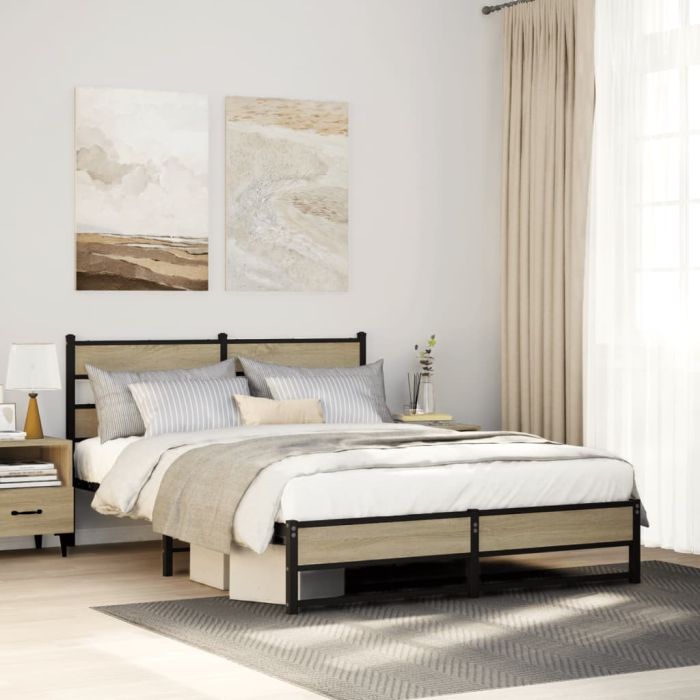 Metal Bedframe Sonoma Oak 140x200cm