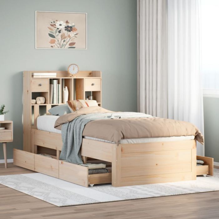 Bookcase Bed 75x190cm Small Single Solid Wood Pine