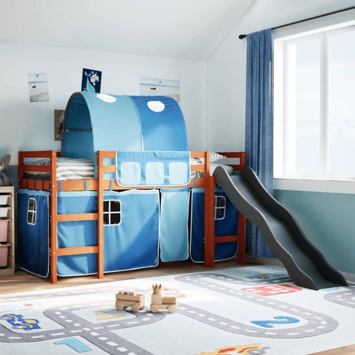 Kids Loft Bed with Tunnel Blue 80x200cm Solid Wood Pine