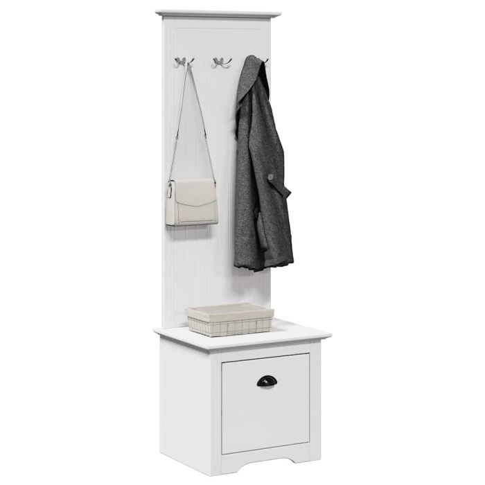 Hallway Cabinet with Hooks BODO White 50x40x157 cm