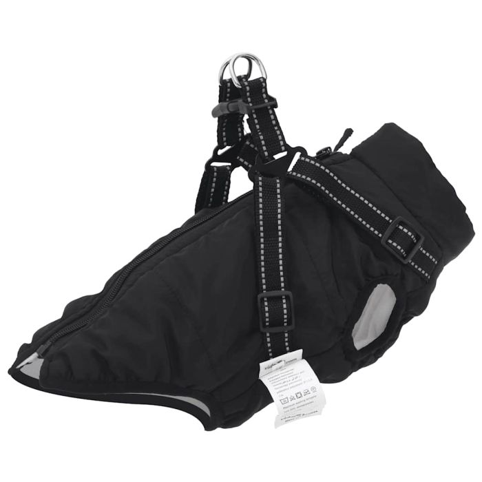 Dog Coat with Harness Waterproof Reflective Black M