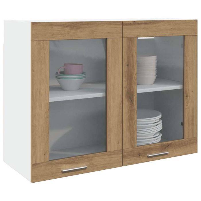 Hanging Glass Cabinet Lyon Artisan Oak 80x31x60 cm Engineered Wood