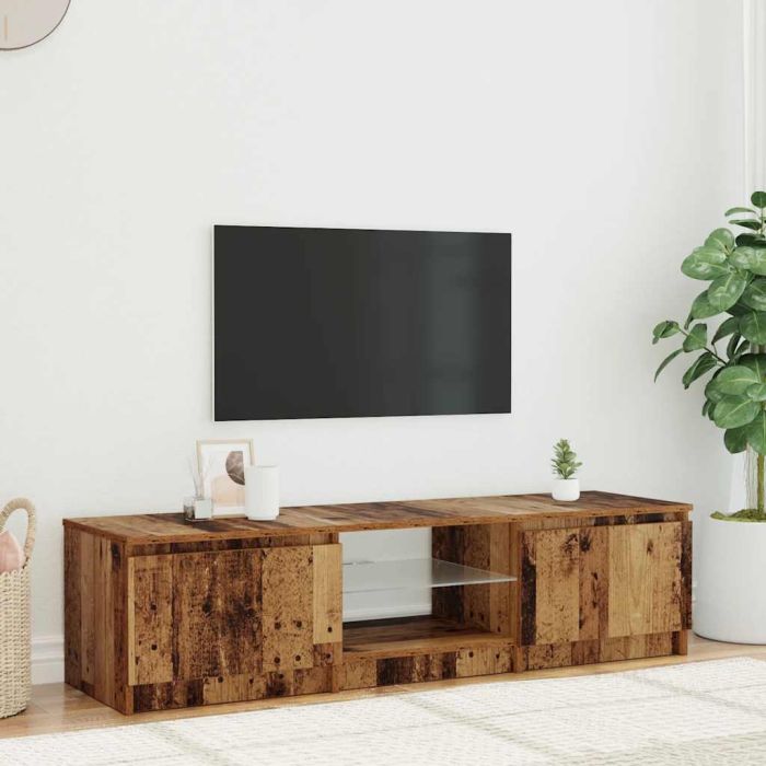 TV Cabinet with LED Lights Old Wood 140x40x36 cm Engineered Wood