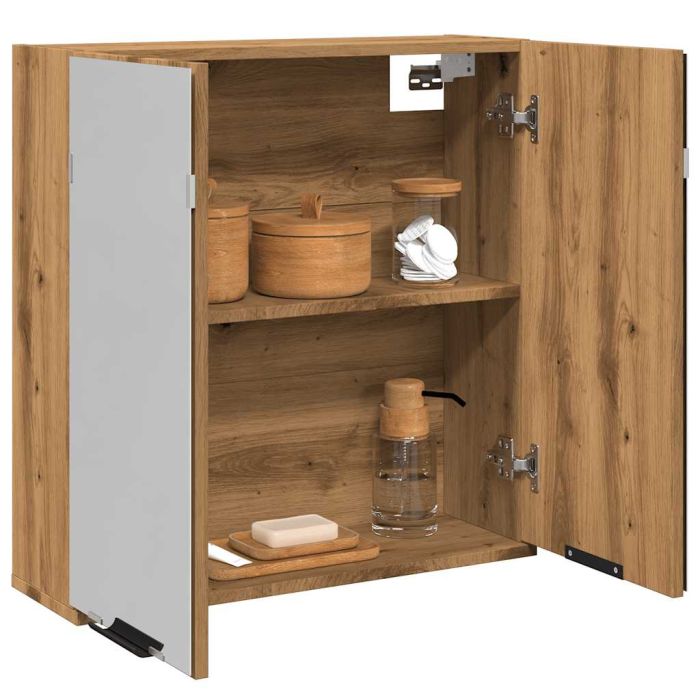 Bathroom Mirror Cabinet Artisan Oak 64x20x66.5 cm Engineered Wood